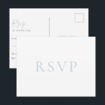 Cartão postal RSVP de Casamento Azul Minimalista<br><div class="desc">Simples azul claro,  cartão postal de RSVP de casamento branco. Modelo de estilo design minimalista.</div>