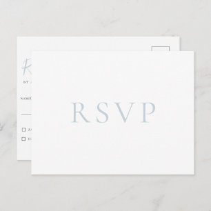 Cartão postal RSVP de Casamento Azul Minimalista