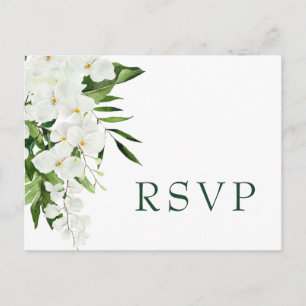 Cartão Postal RSVP de Casamento Boêmiano das Orquídeas Brancas