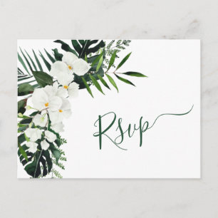 Cartão Postal RSVP de Casamento Boêmiano das Orquídeas Brancas