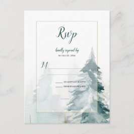 Cartão Postal RSVP de Casamento da Árvore do Pinho de inverno