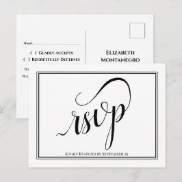 Cartão Postal RSVP de Casamento de Caligrafia Elegante Simples