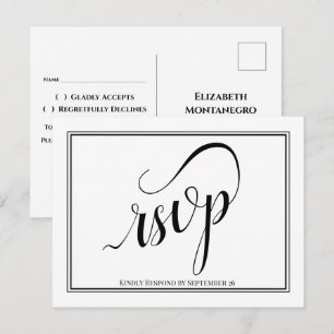 Cartão Postal RSVP de Casamento de Caligrafia Elegante Simples