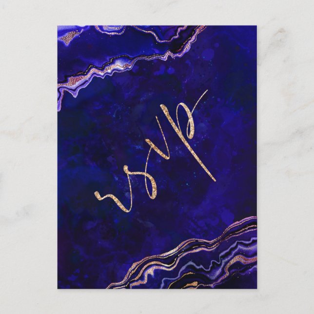 Cartão Postal RSVP de Casamento de Caligrafia Moderna de Geodo d (Frente)