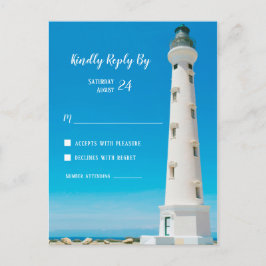 Cartão Postal RSVP de Casamento de Destino de Aruba de Farol