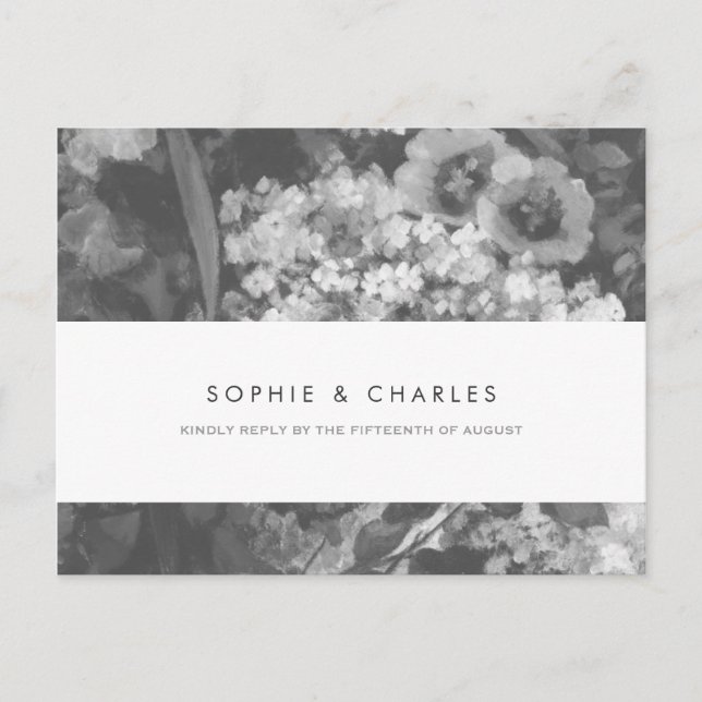 Cartão postal RSVP de Casamento de Elegância Não A (Frente)