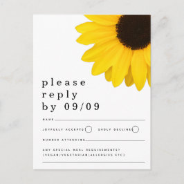 Cartão Postal RSVP de Casamento de Girassol Amarelo Russo