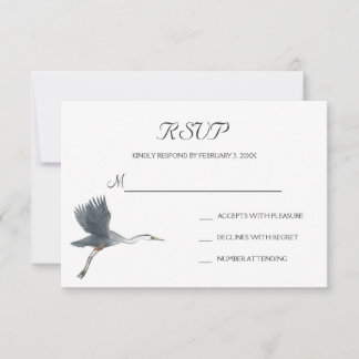 Cartão-postal RSVP de Casamento de Herão Azul Exce