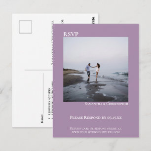 Cartão Postal RSVP de Casamento de Lavanda Simples de Foto Minim