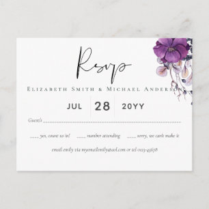 Cartão Postal RSVP de Casamento de Orçamento Floral Dark Rynasti