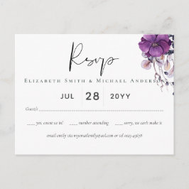 Cartão Postal RSVP de Casamento de Orçamento Floral Dark Rynasti
