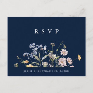 Cartão Postal RSVP de Casamento de Prados de Prados de Flores Se