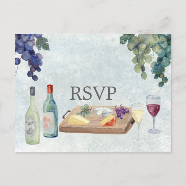 Cartão Postal RSVP de Casamento de Provandos de Vinho (Frente)