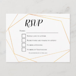 Cartão Postal RSVP de Casamento de Quadros Geométricos Simples e