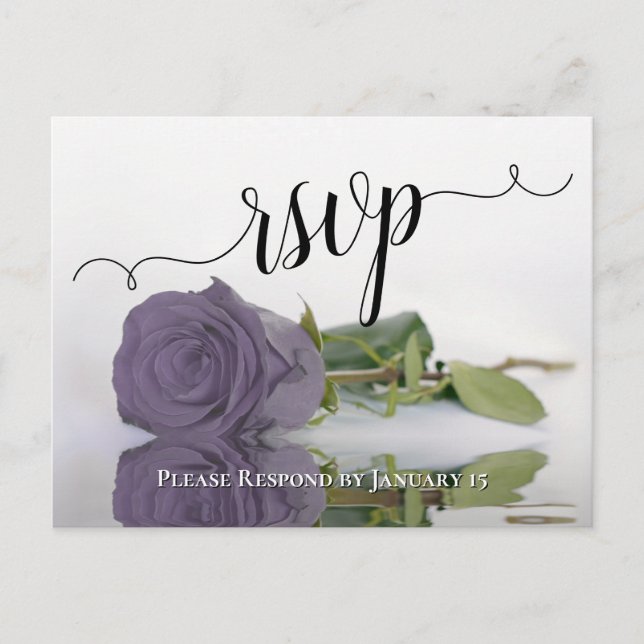 Cartão Postal RSVP de Casamento de Rosa Roxo Dusty Refletindo El (Frente)