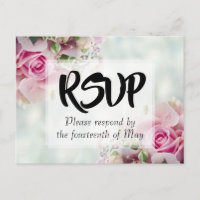 RSVP de Casamento de Rose Bouquet Rosa Floral Rosa
