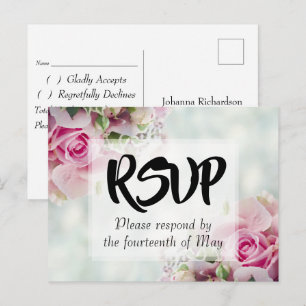 Cartão Postal RSVP de Casamento de Rose Bouquet Rosa Floral Rosa