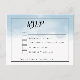 Cartão Postal RSVP de Casamento de Script de Cores Azuis Claras