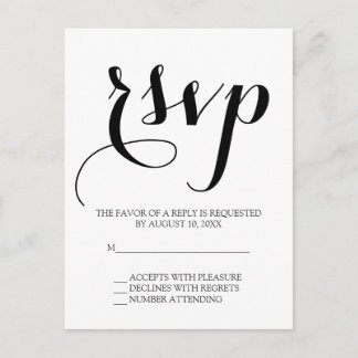 Cartão Postal RSVP de casamento de script simples