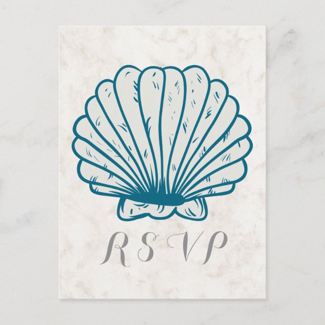 Cartão postal RSVP de Casamento de Seashell Russo  (Frente)