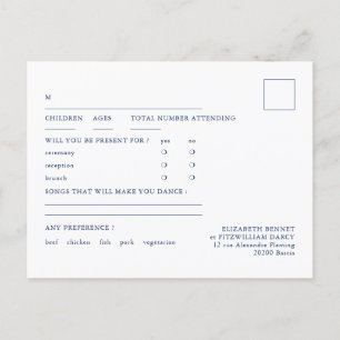 Cartão Postal RSVP de Casamento de Swans de Amor Descrito Minima