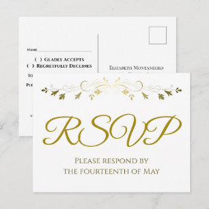 Cartão Postal RSVP de Casamento Elegante da Fronteira de Filigre