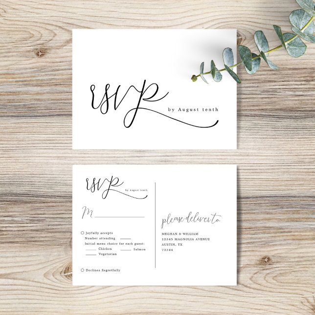 Cartão Postal RSVP de Casamento Elegante Simples (Criador carregado)