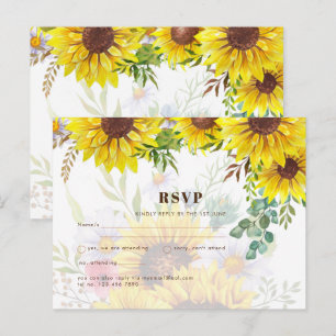 Cartão postal RSVP de Casamento Floral Rustic Sun