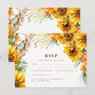 Cartão postal RSVP de Casamento Floral Rustic Sunf