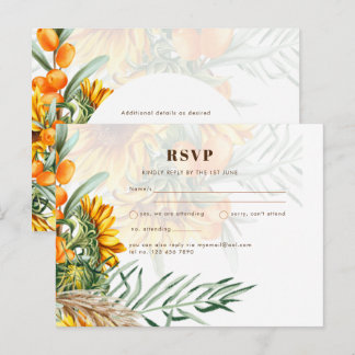 Cartão postal RSVP de Casamento Floral Rustic Sunf