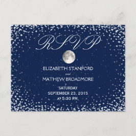 Cartão Postal RSVP de Casamento | Lua estelar noturna