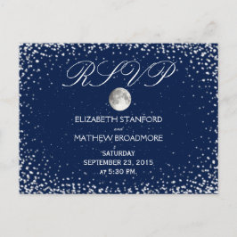 Cartão Postal RSVP de Casamento | Lua estelar noturna