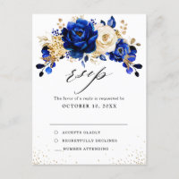 RSVP de Casamento Metálico Dourado Amarelo Real