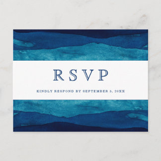 Cartão Postal RSVP de Casamento Minimalista da Cor da Água Azul 