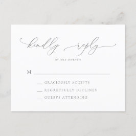 Cartão Postal RSVP de Casamento Minimalista da Silver Cinza