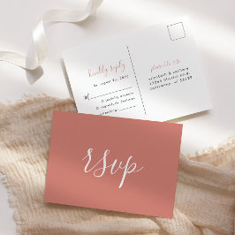 Cartão Postal RSVP de Casamento Minimalista Moderno em Terracota