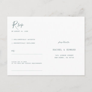 Cartão Postal RSVP de Casamento Minimalista Moderno Simples