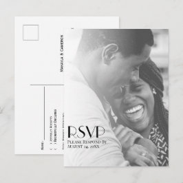 Cartão Postal RSVP de Casamento Moderno de Sobreposição de Fotos