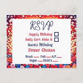 Cartão Postal RSVP de Casamento Único do Casal Anime Floral