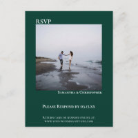 RSVP de Casamento Verde do Emerald Moderno de Foto