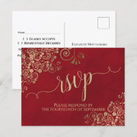 RSVP de Casamento Vermelho Elegante da Calliografi