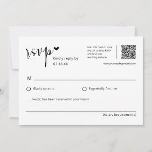 Cartão postal RSVP de Código QR de Casamento Elega