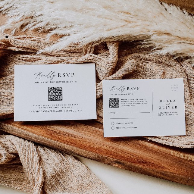 Cartão postal RSVP de Código QR Minimalista Simple (Criador carregado)