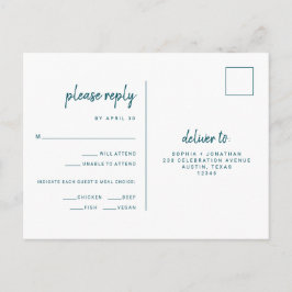 Cartão Postal RSVP de Escolha de Refeição de Casamento de Script