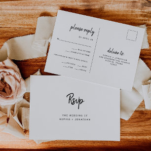 Cartão Postal RSVP de Escolha de Refeição de Casamento de Script