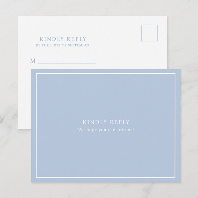 Cartão Postal RSVP de escolha de refeição de quadro azul empoeir (Frente/Verso)
