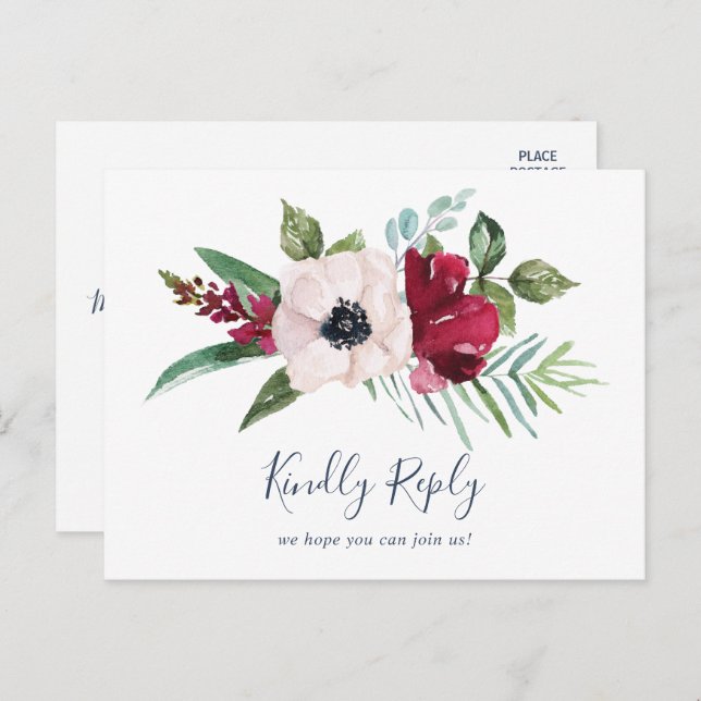 Cartão-postal RSVP de Escolha do Menu de Breeza Tr (Frente/Verso)