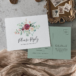 Cartão-postal RSVP de Escolha do Menu Eucalyptus C