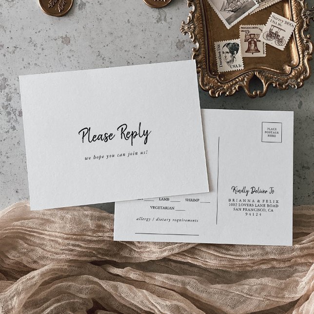 Cartão-postal RSVP de Escolha do Menu Moderno (Criador carregado)