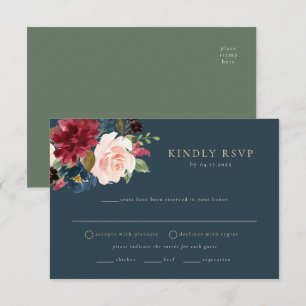 Cartão postal RSVP de Escolha Floral Rustic Burgun
